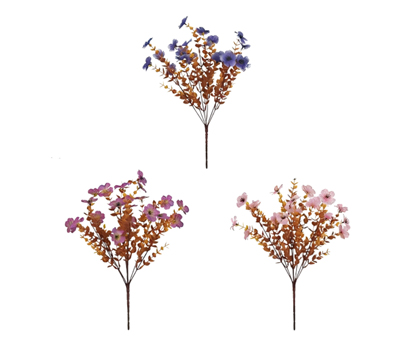 7-Branch Autumn Violet Spray | 21 PE & Silk Faux Blooms