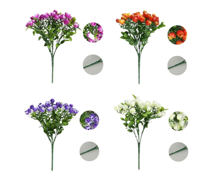 Artificial Milan Mini Rose - 6-Branch Bendable Silk Flower Stem