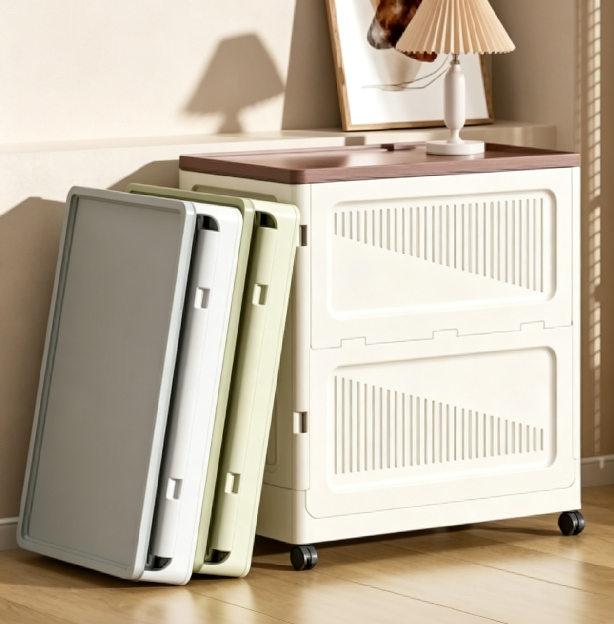 Flip-top folding cabinet