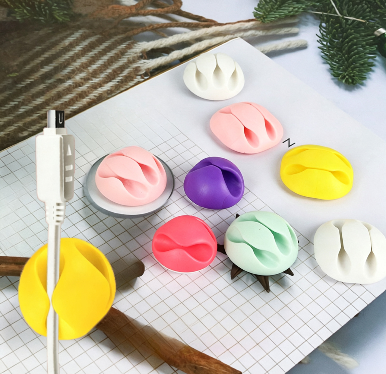 2-Hole Silicone Cable Organizer – The Perfect Desk Wire Management Solution