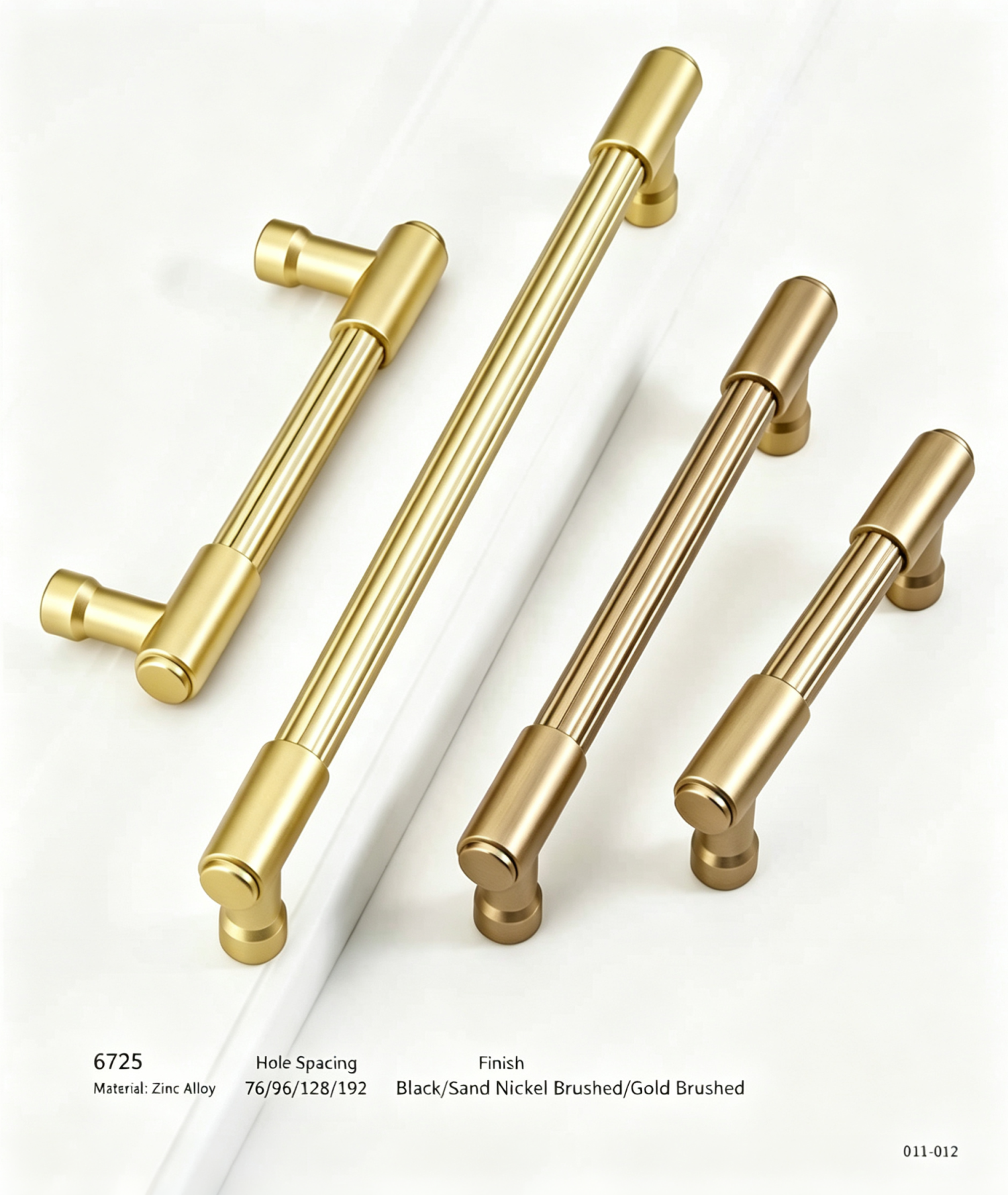 Zinc Alloy Fluted Cabinet Pull Handle Brushed Gold — Modern Luxury Furniture Hardware for Kitchen, Wardrobe, Drawer & Bathroom Cabinet