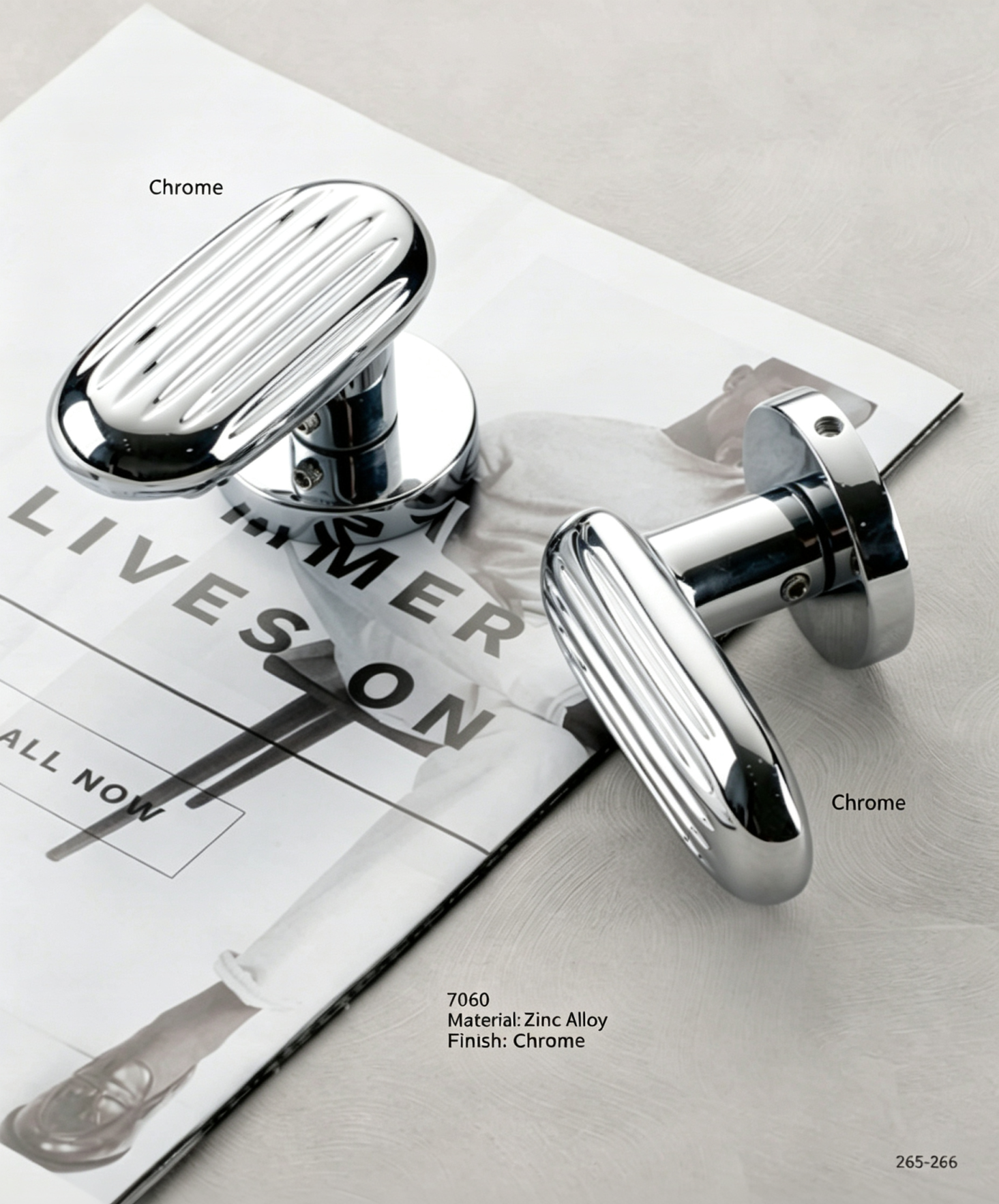 Zinc Alloy Oval Fluted Cabinet Knob - Chrome Single Hole Furniture Hardware