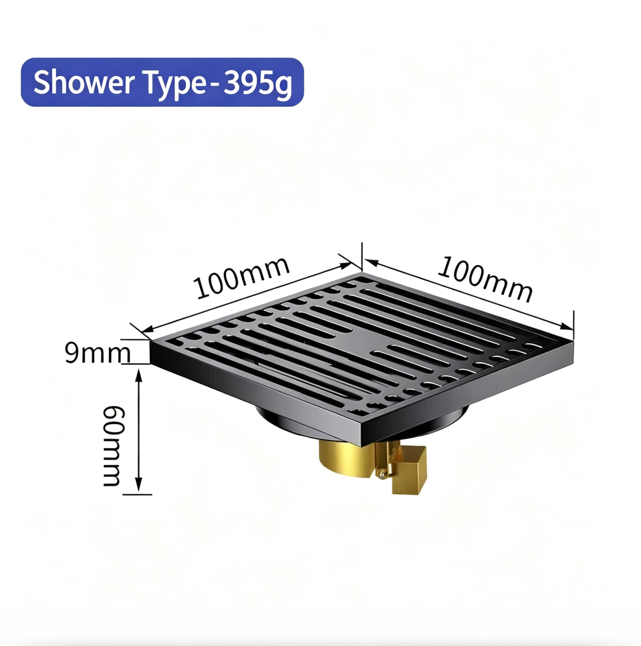 Gun-Grey Brass Shower Floor Drain - Heavy Duty 395g with Brass Core